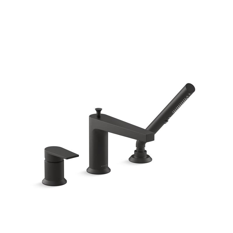 KOHLER K-74032-4-BL Taut Deck-Mount Bath Faucet With Handshower In Matte Black