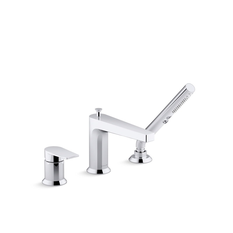 KOHLER K-74032-4-CP Taut Deck-Mount Bath Faucet With Handshower In Polished Chrome