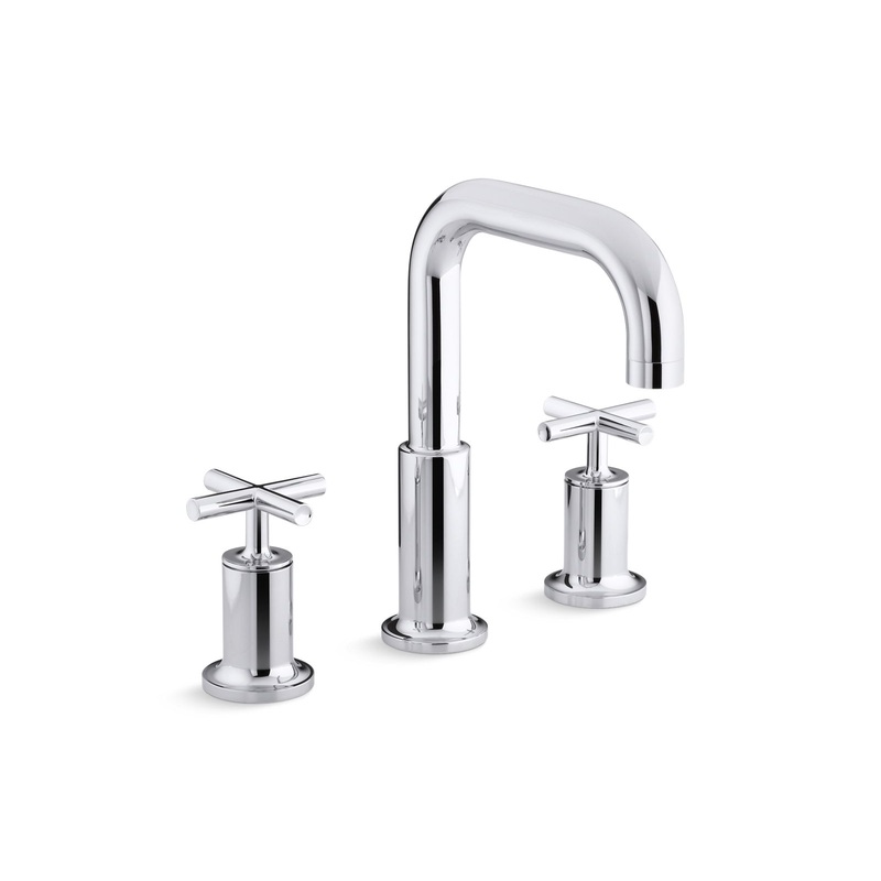 KOHLER K-T14428-3-CP Purist Deck-Mount Bath Faucet Trim With Cross Handles In Polished Chrome