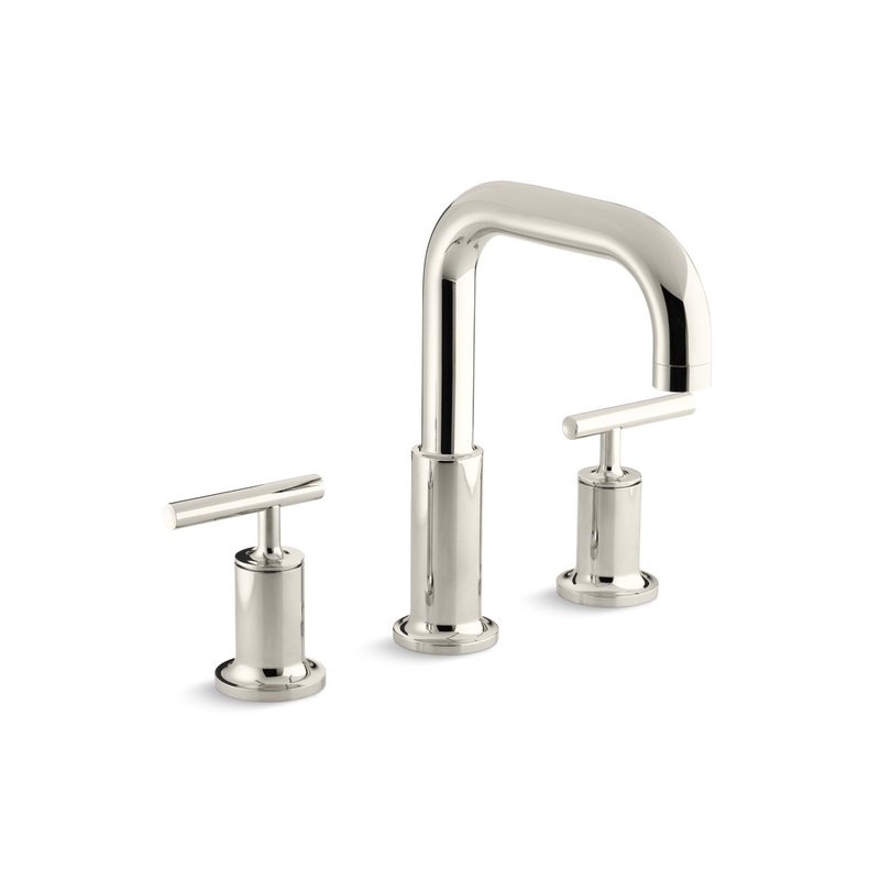 KOHLER K-T14428-4-SN Purist Deck-Mount Bath Faucet Trim With Lever Handles In Vibrant Polished Nickel