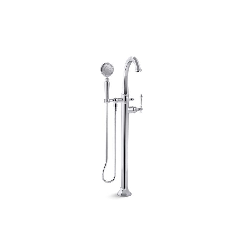 KOHLER K-T97332-4-CP Kelston Floor-Mount Bath Filler Trim With Handshower In Polished Chrome