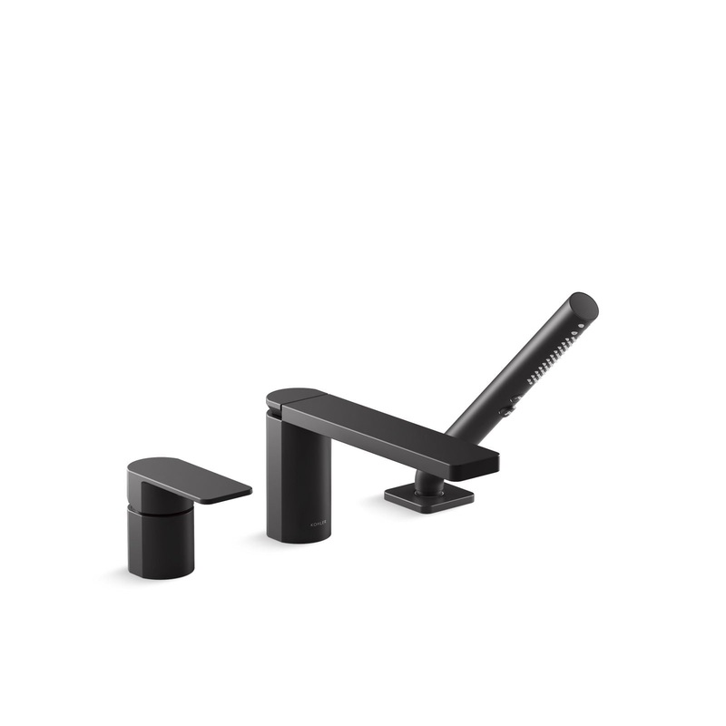 KOHLER K-23488-4-BL Parallel Deck-Mount Bath Faucet With Handshower In Matte Black
