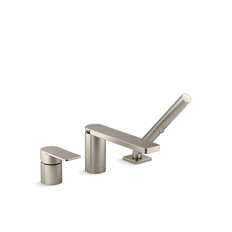 KOHLER K-23488-4-BN Parallel Deck-Mount Bath Faucet With Handshower In Vibrant Brushed Nickel
