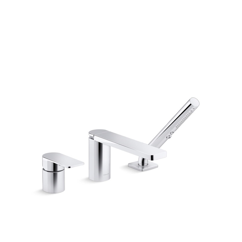 KOHLER K-23488-4-CP Parallel Deck-Mount Bath Faucet With Handshower In Polished Chrome