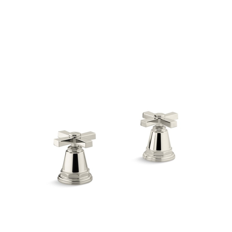 KOHLER K-T13141-3A-SN Pinstripe Pure Deck-Mount Bath Faucet Handle Trim With Cross Design In Vibrant Polished Nickel