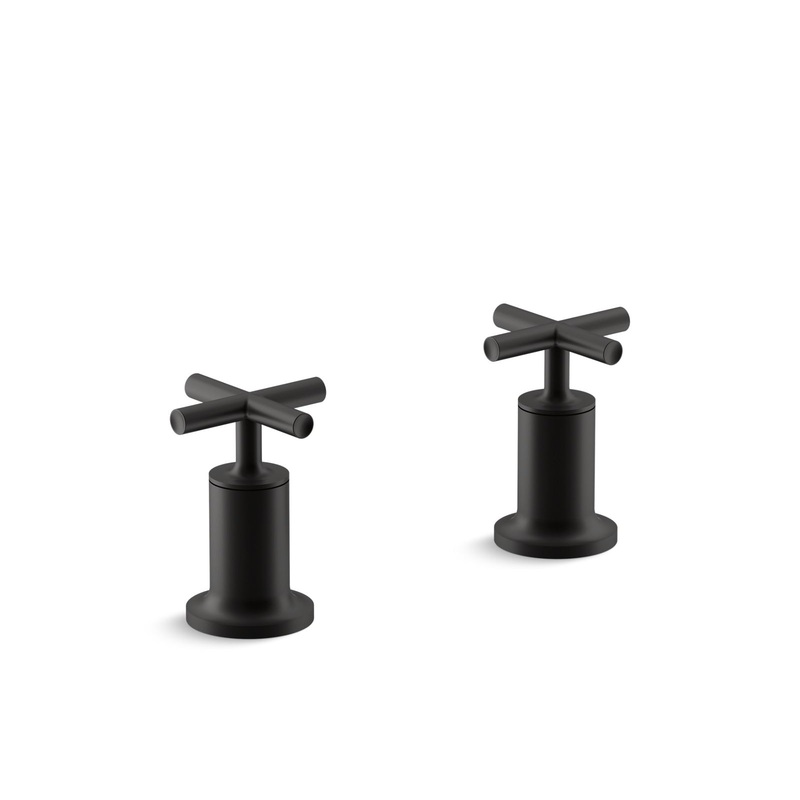 KOHLER K-T14429-3-BL Purist Deck- Or Wall-Mount Bath Faucet Handle Trim With Cross Design In Matte Black