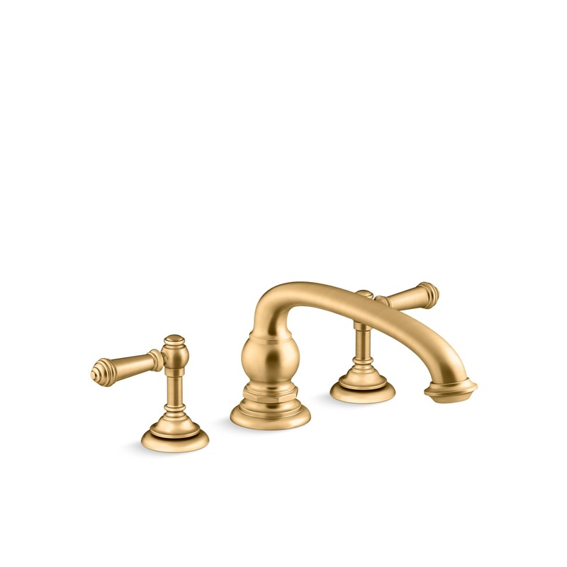 KOHLER K-T98071-4-2MB Artifacts Deck-Mount Bath Faucet Handle Trim With Lever Design In Vibrant Brushed Moderne Brass