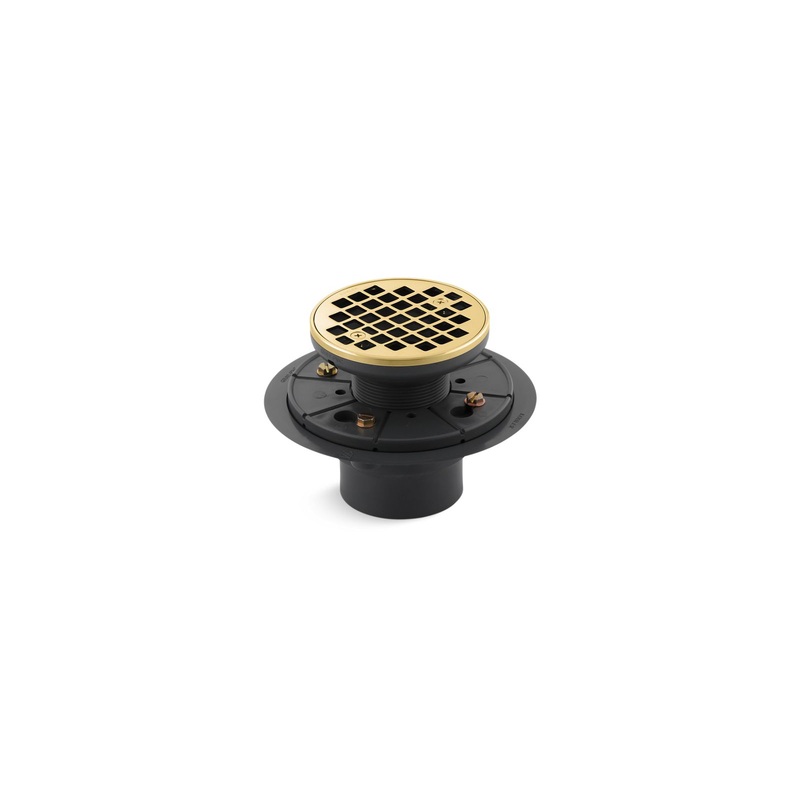 KOHLER K-9135-PB Clearflo Round Design Tile-In Shower Drain In Vibrant Polished Brass