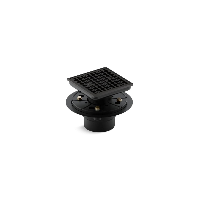 KOHLER K-9136-BL Clearflo Square Design Tile-In Shower Drain In Matte Black