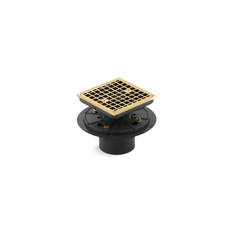 KOHLER K-9136-PB Clearflo Square Design Tile-In Shower Drain In Vibrant Polished Brass