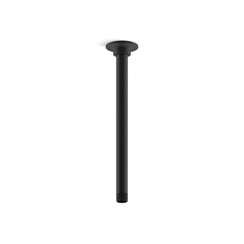 KOHLER K-7392-BL 12" Ceiling-Mount Single-Function Rainhead Arm And Flange In Matte Black