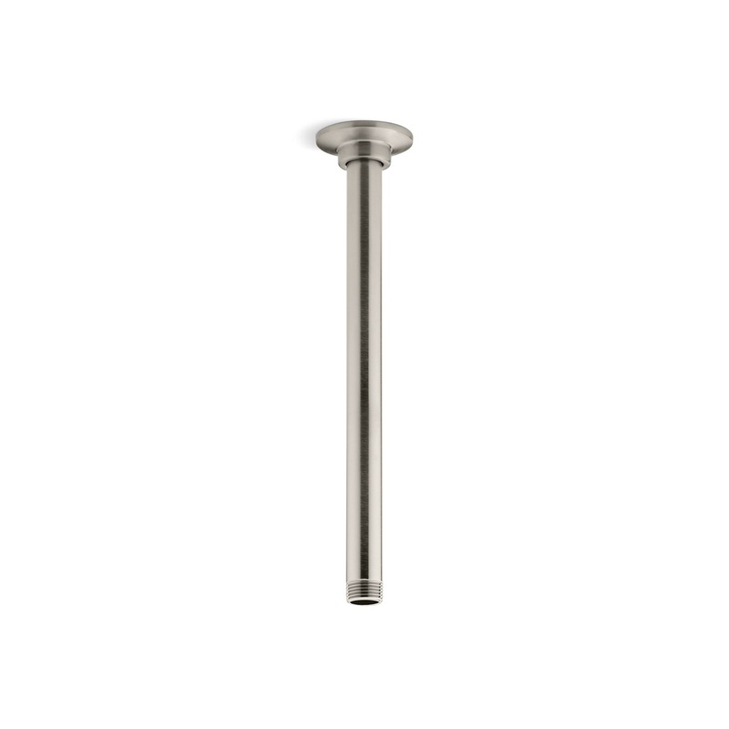 KOHLER K-7392-BN 12" Ceiling-Mount Single-Function Rainhead Arm And Flange In Vibrant Brushed Nickel