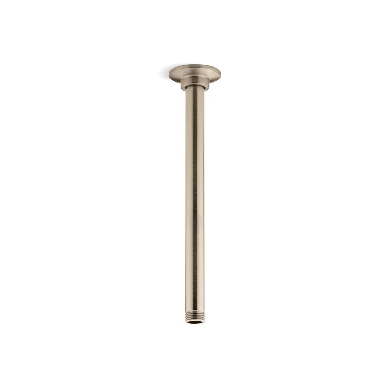 KOHLER K-7392-BV 12" Ceiling-Mount Single-Function Rainhead Arm And Flange In Vibrant Brushed Bronze