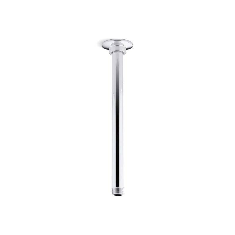 KOHLER K-7392-CP 12" Ceiling-Mount Single-Function Rainhead Arm And Flange In Polished Chrome