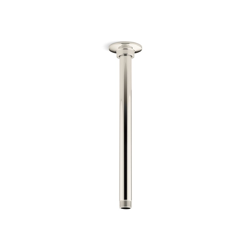 KOHLER K-7392-SN 12" Ceiling-Mount Single-Function Rainhead Arm And Flange In Vibrant Polished Nickel