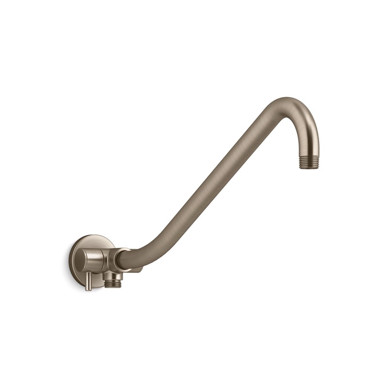 KOHLER K-76337-BV Gooseneck Rainhead Arm With 2-Way Diverter In Vibrant Brushed Bronze