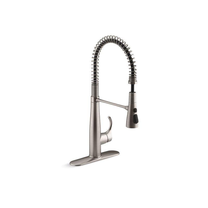 KOHLER K-22033-VS Simplice Semi-Professional Kitchen Sink Faucet With Three-Function Sprayhead In Vibrant Stainless