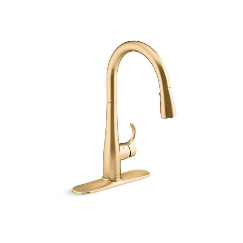 KOHLER K-22036-2MB Simplice Touchless Pull-Down Kitchen Sink Faucet With Three-Function Sprayhead In Vibrant Brushed Moderne Brass