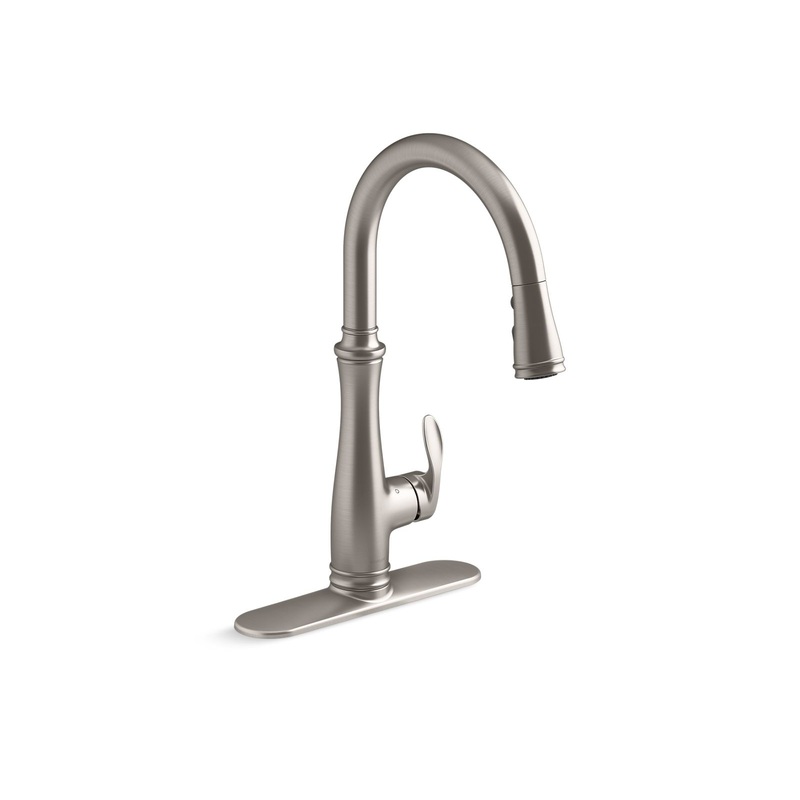 KOHLER K-29108-VS Bellera Touchless Pull-Down Kitchen Sink Faucet With Three-Function Sprayhead In Vibrant Stainless