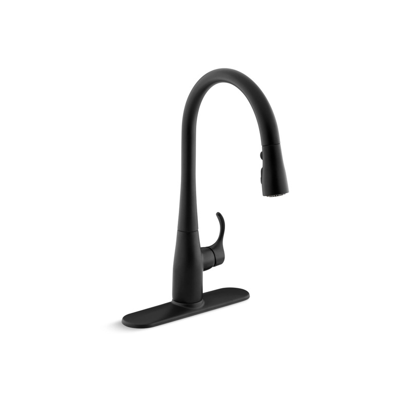 KOHLER K-596-BL Simplice Pull-Down Kitchen Sink Faucet With Three-Function Sprayhead In Matte Black