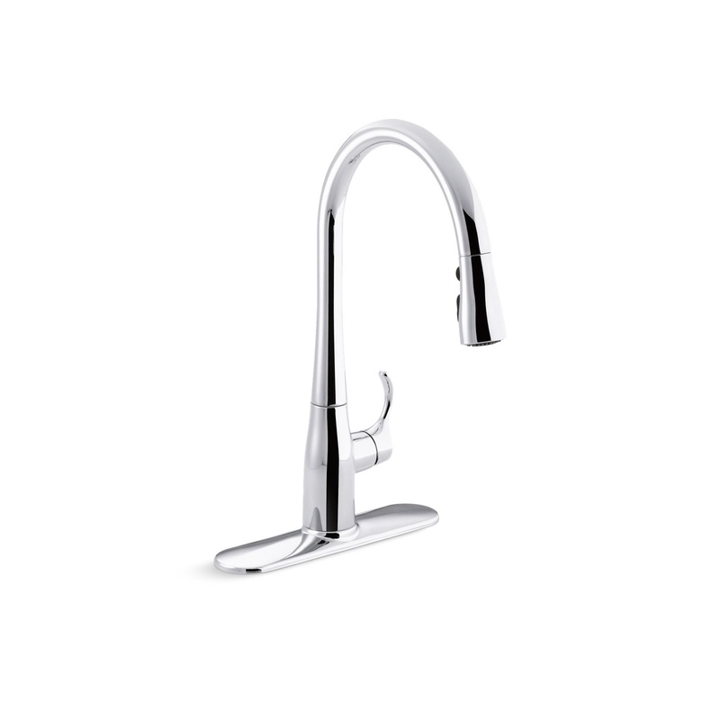 KOHLER K-596-CP Simplice Pull-Down Kitchen Sink Faucet With Three-Function Sprayhead In Polished Chrome