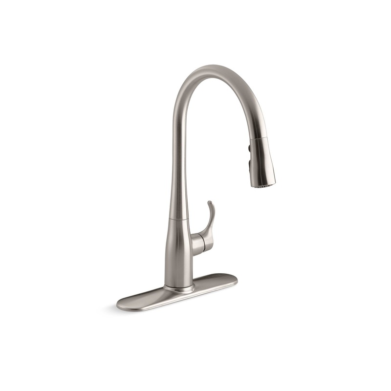 KOHLER K-596-VS Simplice Pull-Down Kitchen Sink Faucet With Three-Function Sprayhead In Vibrant Stainless