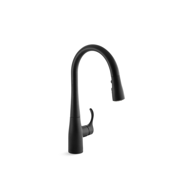 KOHLER K-597-BL Simplice Compact Pull-Down Kitchen Sink Faucet With Three-Function Sprayhead In Matte Black