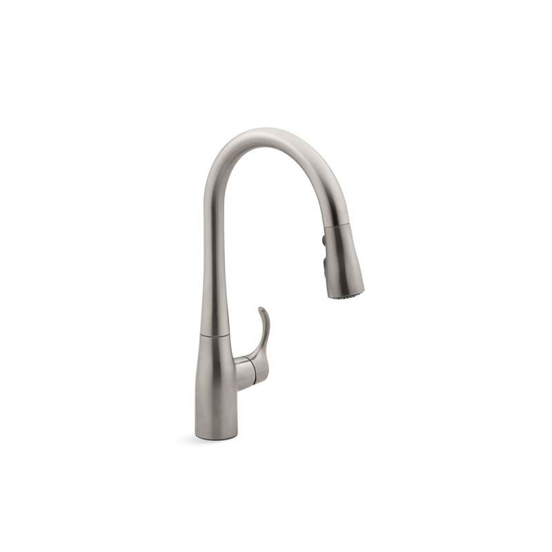 KOHLER K-597-VS Simplice Compact Pull-Down Kitchen Sink Faucet With Three-Function Sprayhead In Vibrant Stainless