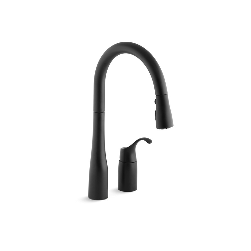 KOHLER K-647-BL Simplice Pull-Down Kitchen Sink Faucet With Three-Function Sprayhead In Matte Black