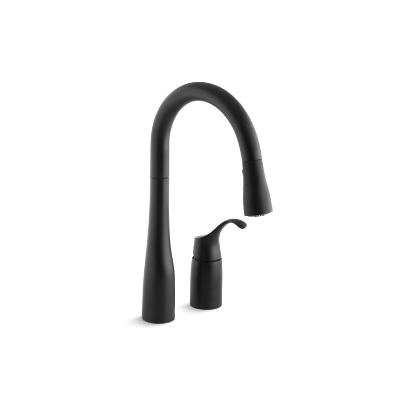 KOHLER K-649-BL Simplice Pull-Down Bar Sink Faucet With Three-Function Sprayhead In Matte Black