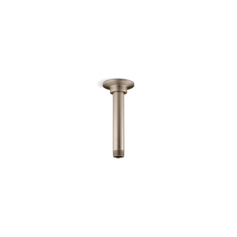 KOHLER K-7394-BV 6" Ceiling-Mount Single-Function Rainhead Arm And Flange In Vibrant Brushed Bronze