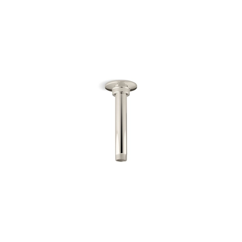 KOHLER K-7394-SN 6" Ceiling-Mount Single-Function Rainhead Arm And Flange In Vibrant Polished Nickel