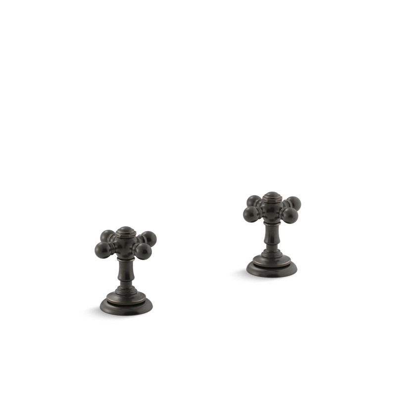 KOHLER K-98068-3-2BZ Artifacts Cross Bathroom Sink Faucet Handles In Oil-Rubbed Bronze