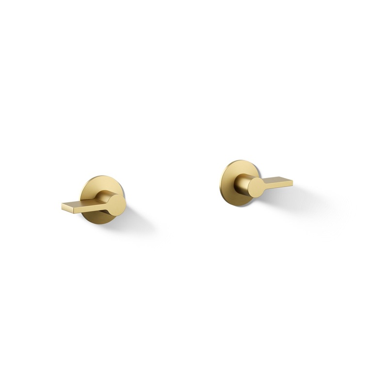 KOHLER K-T77981-4-2MB Components Wall-Mount Bathroom Sink Faucet Lever Handle Trim In Vibrant Brushed Moderne Brass