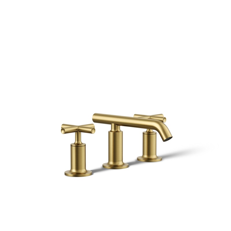 KOHLER K-14410-3-2MB Purist Widespread Bathroom Sink Faucet With Cross Handles, 1.2 Gpm In Vibrant Brushed Moderne Brass