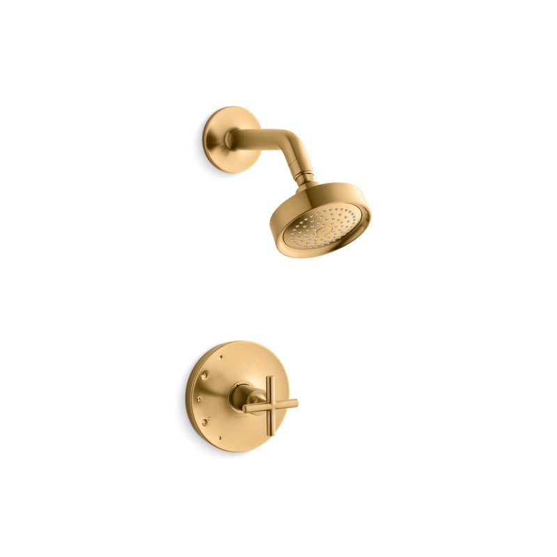 KOHLER K-TS14422-3-2MB Purist Rite-Temp Shower Trim Kit With Cross Handle, 2.5 Gpm In Vibrant Brushed Moderne Brass