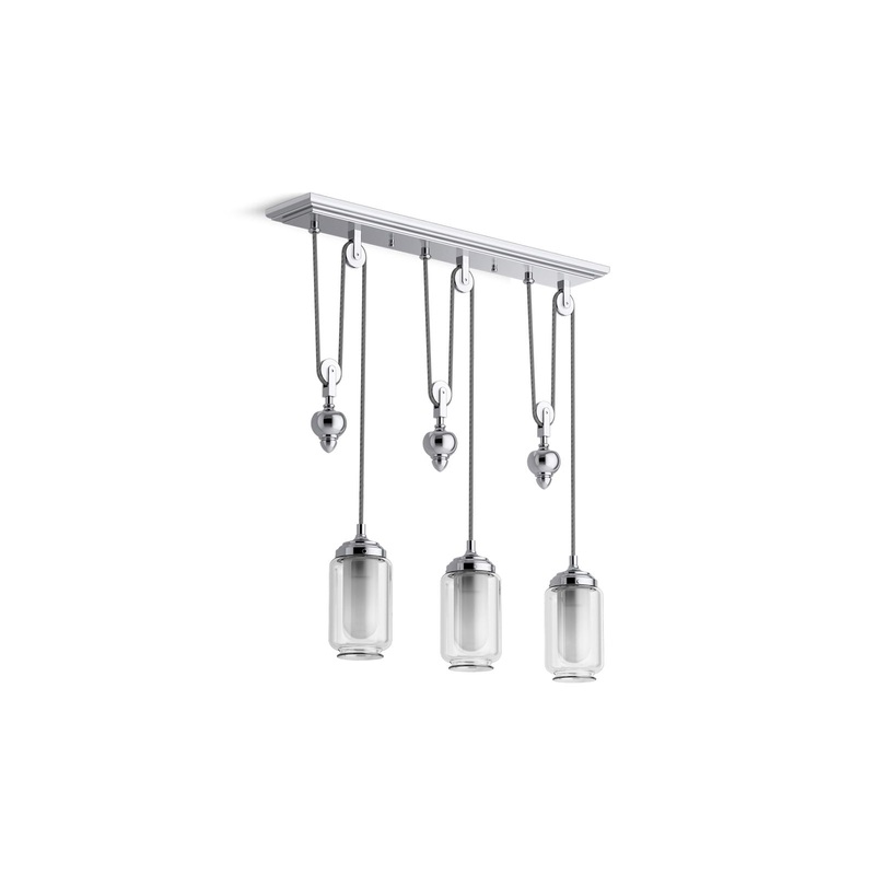 KOHLER K-22659-CH03-CPL Artifacts 27-1/2" Adjustable Linear Chandelier In Polished Chrome