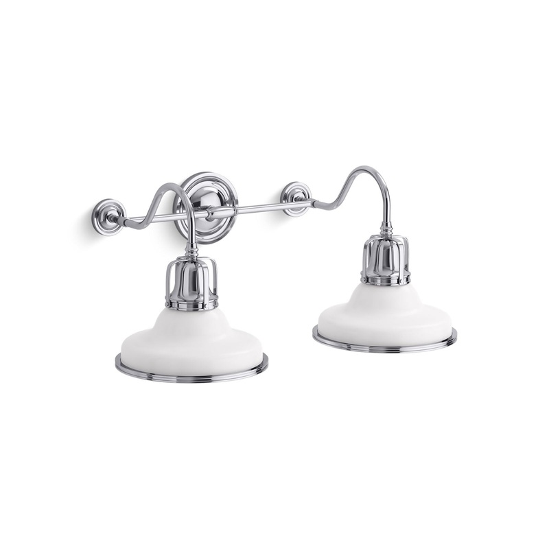KOHLER K-32286-SC02-WCL Hauksbee Two-Light Sconce In White with Chrome Trim