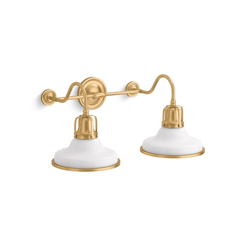 KOHLER K-32286-SC02-WGL Hauksbee Two-Light Sconce In White with Gold Trim