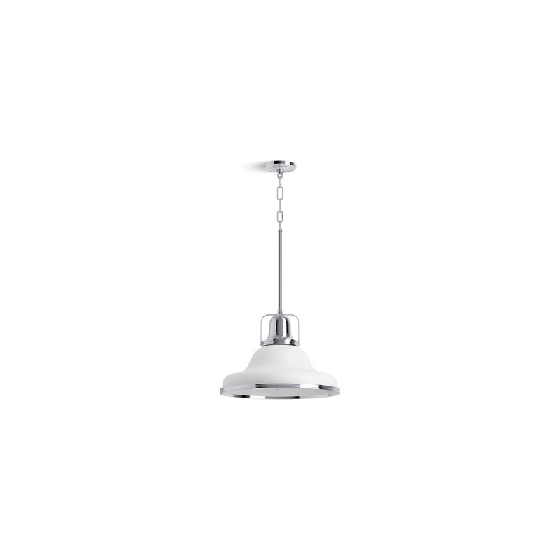 KOHLER K-32290-PE03-WCL Hauksbee 18" Pendant In White with Chrome Trim