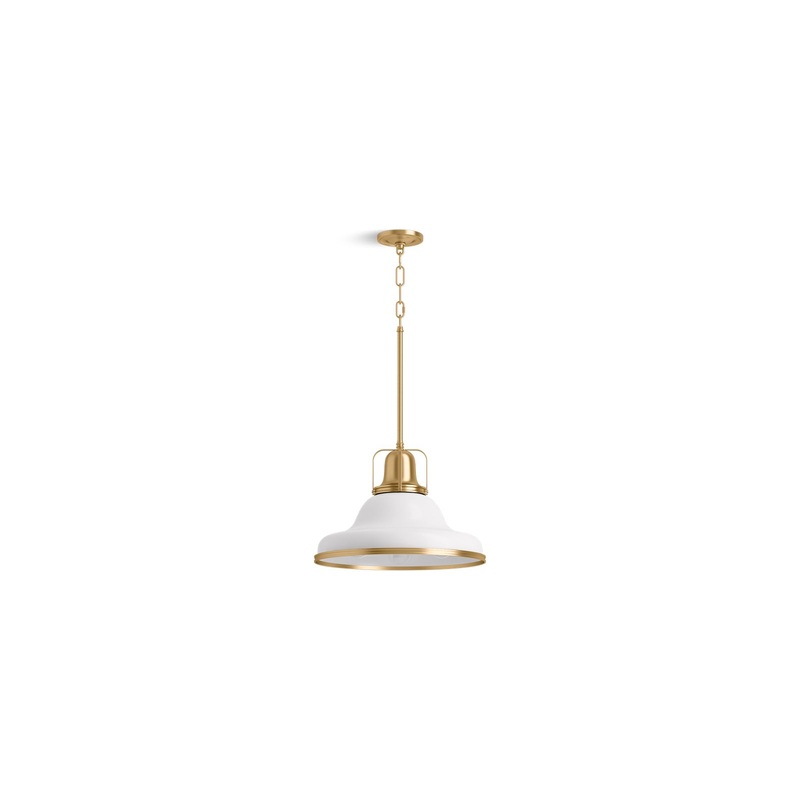 KOHLER K-32290-PE03-WGL Hauksbee 18" Pendant In White with Gold Trim