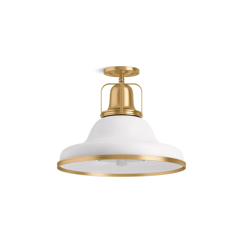 KOHLER K-32294-SF03-WGL Hauksbee 18" Semi-Flush In White with Gold Trim