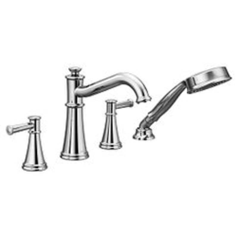 MOEN T9024 Belfield  Two-Handle Roman Tub Faucet Includes Hand Shower In Chrome