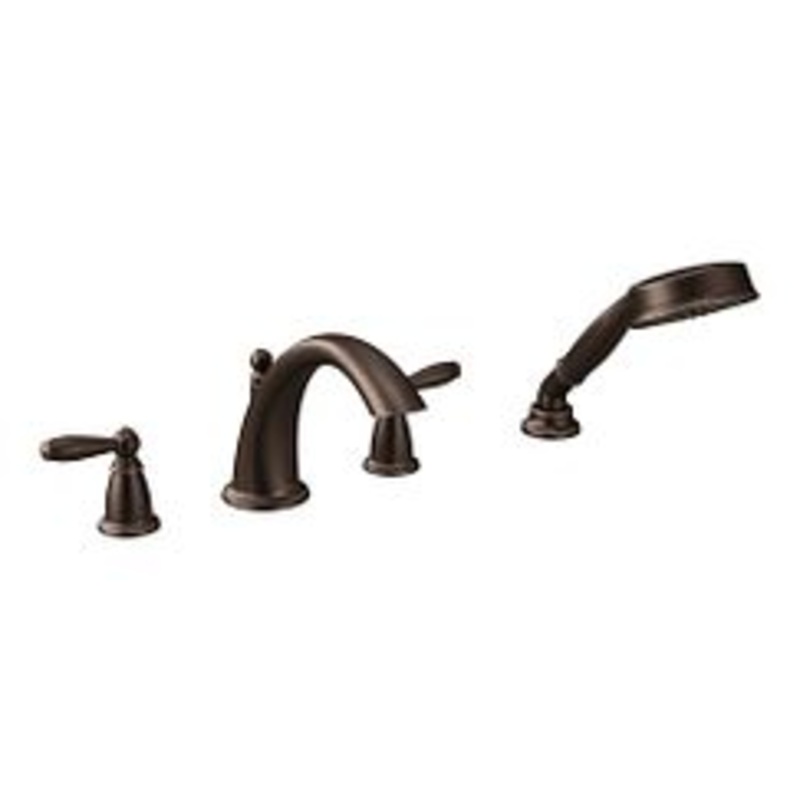 MOEN T924ORB Brantford  Two-Handle Roman Tub Faucet Includes Hand Shower In Oil Rubbed Bronze