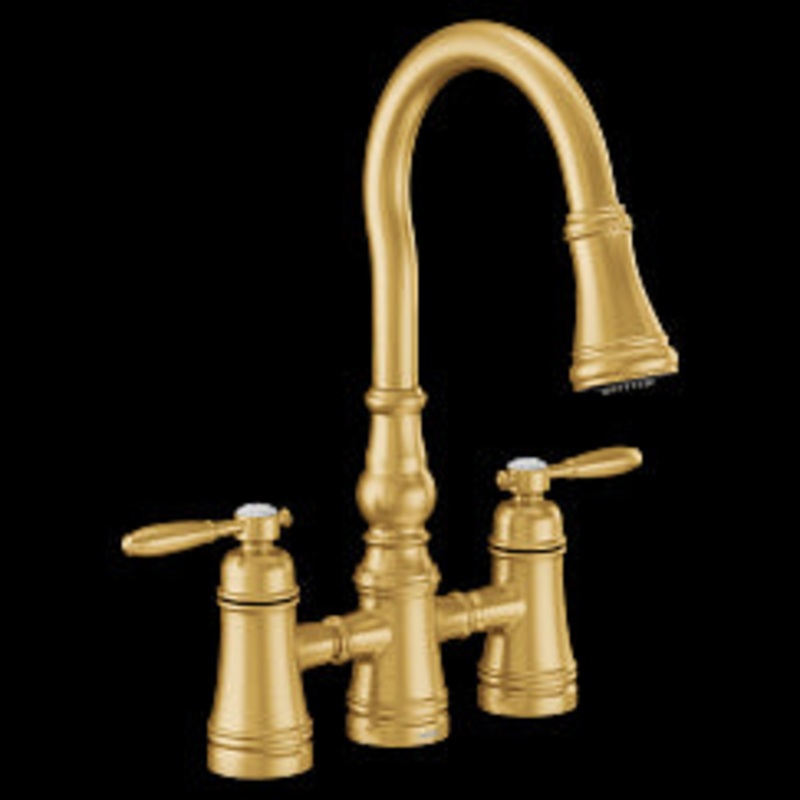 MOEN S73204BG Weymouth  Two-Handle Pulldown Kitchen Faucet In Brushed Gold