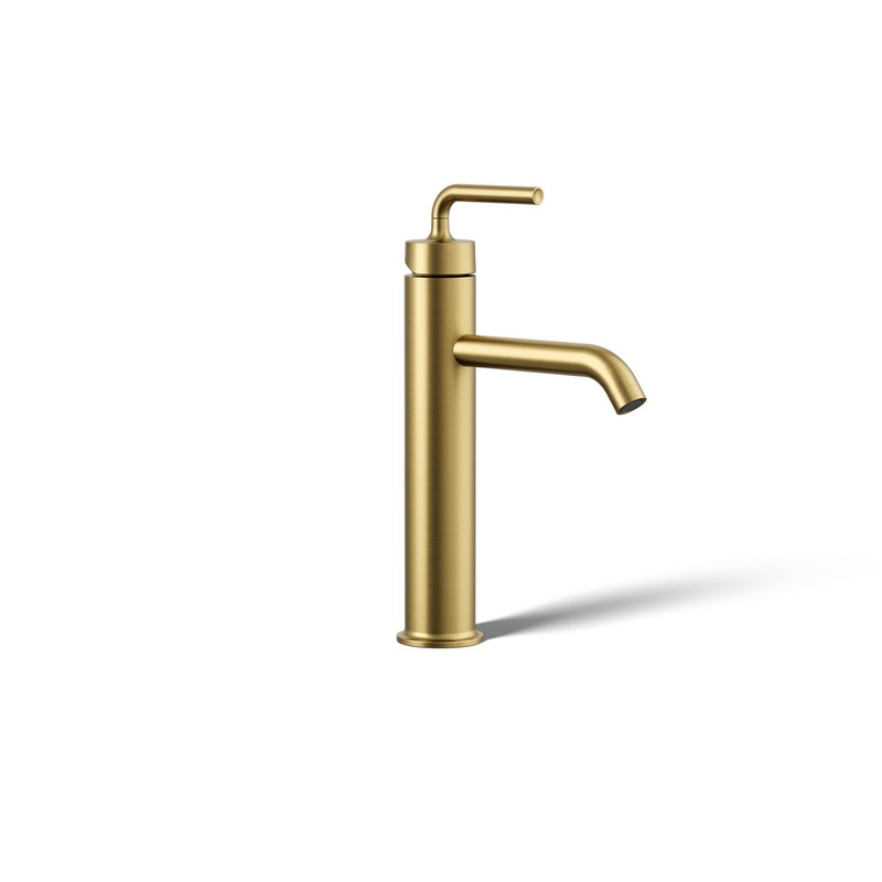 KOHLER K-14404-4A-2MB Purist Tall Single-Handle Bathroom Sink Faucet With Lever Handle, 1.2 Gpm In Vibrant Brushed Moderne Brass