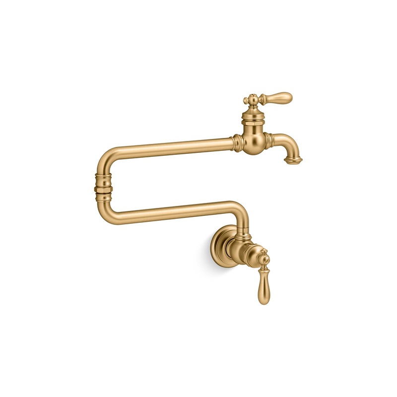 KOHLER K-99270-2MB Artifacts Wall-Mount Pot Filler In Vibrant Brushed Moderne Brass