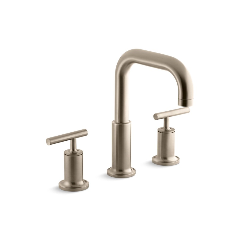 KOHLER K-T14428-4-BV Purist Deck-Mount Bath Faucet Trim With Lever Handles In Vibrant Brushed Bronze