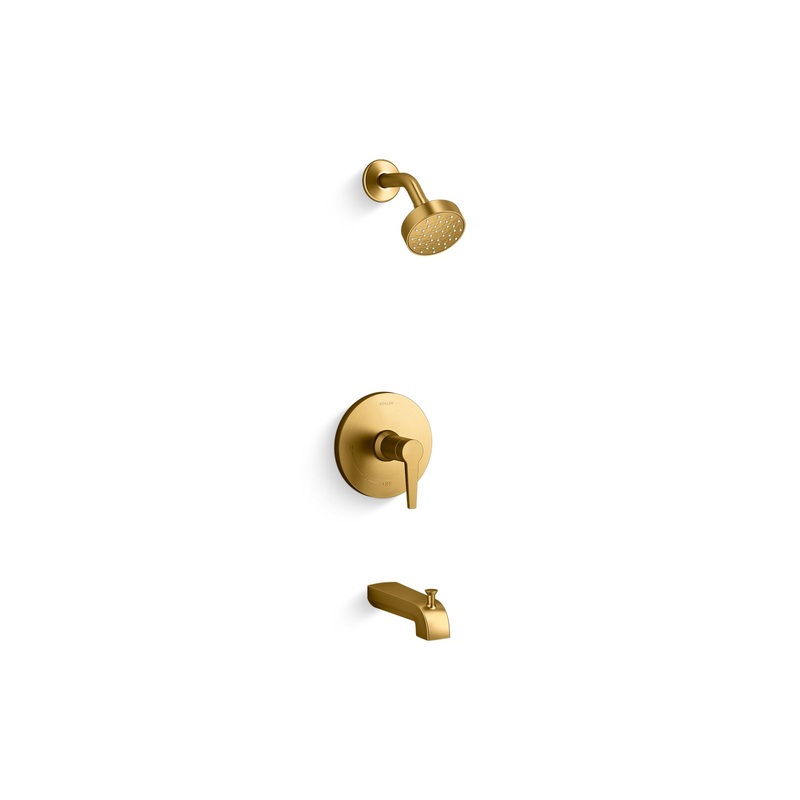 KOHLER K-TS97074-4G-2MB Pitch Rite-Temp Bath And Shower Trim Kit, 1.75 Gpm In Vibrant Brushed Moderne Brass