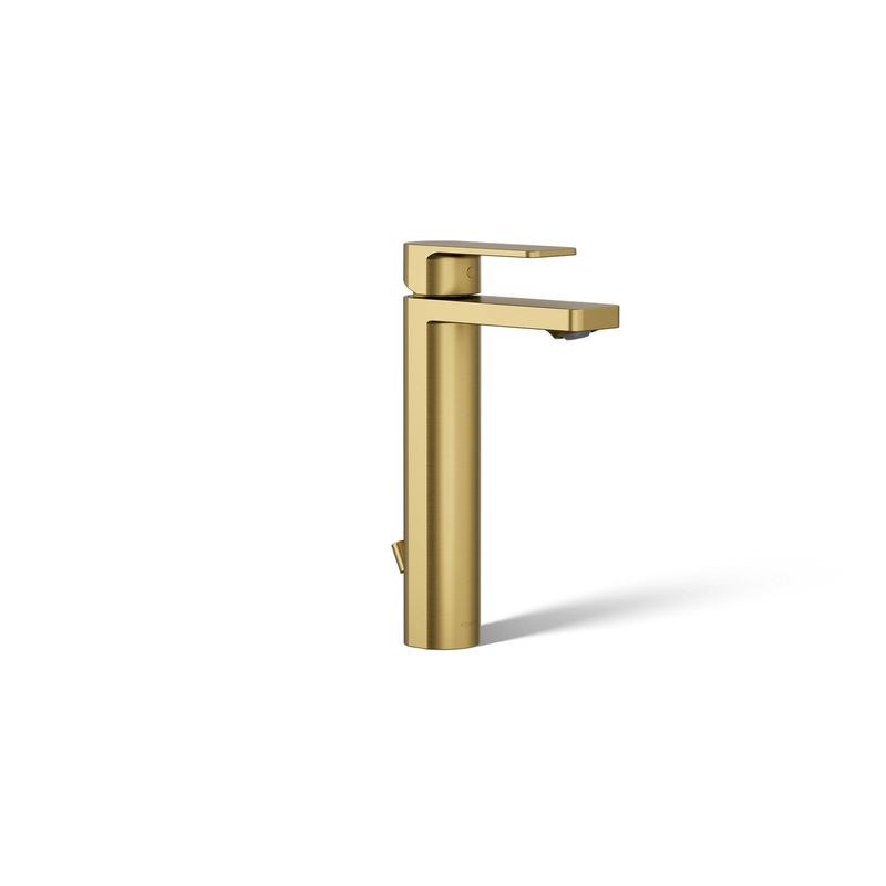 KOHLER K-23475-4-2MB Parallel Tall Single-Handle Bathroom Sink Faucet, 1.2 Gpm In Vibrant Brushed Moderne Brass